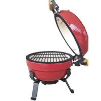 Grill rond en céramique orange Kamado avec étagères de support