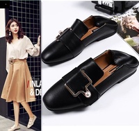 Chaussures plates pour femmes Ballet Harajuku Fengdou Dou, style rétro, en PU, avec boucle et ceinture, légères, vernies, pour l'automne et l'été