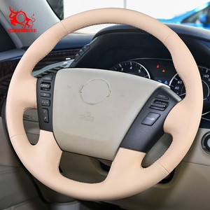 Accessoires de voiture <span class=keywords><strong>Couvre</strong></span> <span class=keywords><strong>Volant</strong></span> Intérieur Crème Sport <span class=keywords><strong>Cuir</strong></span> Produit 1 Pcs pour Nissan Patrol Frontier 2022 MR.BULLS - Product Image 4