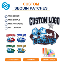 Patch à sequins personnalisé en gros, applique thermocollante pour logo, pour vêtements de supporter universitaires, de cheerleading et de football, faible MOQ, direct usine