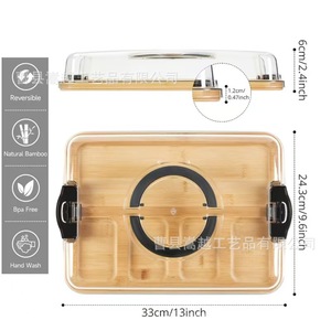 <b>Bamboo</b> Food <b>Container</b> With Lid 4-7 Compartments Rectangle Storage Tray For Kitchen Snack Cheese Dessert - Product Image 4