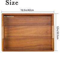Plateau de service en bois d'acacia avec poignées portables, grands plateaux en bois pour la nourriture, le café, la table, pour le rangement en cuisine extérieure, technique de laque