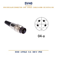 Connecteur de câble circulaire M16 mâle IP40 à raccord fileté, terminal à souder IEC 61076-2-106, 4 pôles, 5A, 300V, directement de l'usine