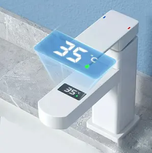 Smart Warm Koud Water Bassin Kraan Instant Elektrische Kachel Kraan Temperatuur Display Badkamer Wastafel Bad Kraan