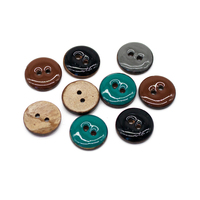Botones Redondos de Cáscara de Coco para Coser, 2 Agujeros, Pintados con Esmalte, Botones Naturales de Coco