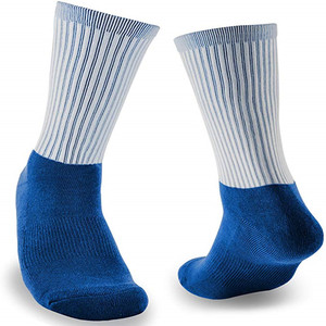 Nero Rosso Blu Colore di Fondo di Cotone Poliestere Calzini Bianchi, di Sport Su Misura di Alta Prestazioni di Sublimazione In Bianco Calzini - Product Image 1