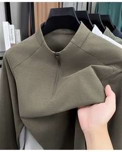 Custom Logo Print High Quality New Zipper Design Half <strong>Puller</strong> Men's Hoodies Solid Color Outdoor US Size Blank T Shirts - Product Image 2