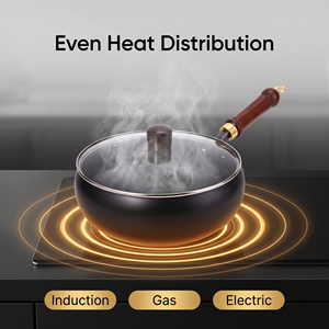 Gas <strong>Induction</strong> Stove 24cm Cast Iron Nonstick Chinese <strong>Wok</strong> with Wooden Handle and Iron Lid Durable Cooking Pan - Product Image 3