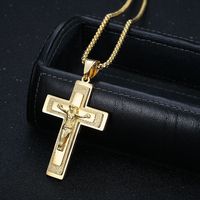 XG100 européen américain meilleure vente brésilien en acier inoxydable jésus croix pendentif collier plaqué or symbole chrétien