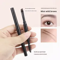 Kuas Makeup Mata Profesional HMU Dua Sisi dengan Bulu Sintetis dan Gagang ABS - Kuas Pensil Alis & Eyeliner Berkualitas Tinggi