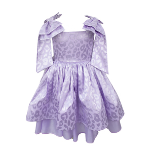 <span class=keywords><strong>Vestito</strong></span> da <span class=keywords><strong>bambina</strong></span> lilla con stampa leopardata jacquard e fiocco, abito da festa per bambine, <span class=keywords><strong>vestito</strong></span> da principessa con scollo quadrato e balze, abbigliamento firmato in raso per compleanno - Product Image 2