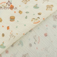 HAPPEAK tissu de mousseline de haute qualité en gros pur coton imprimé gaze tissu matériel pour pyjamas