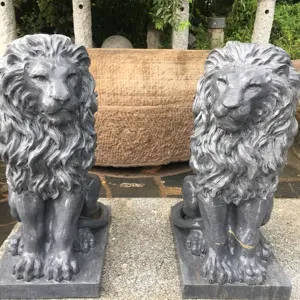 庭の装飾石ライオン像動物の彫刻石灰岩像