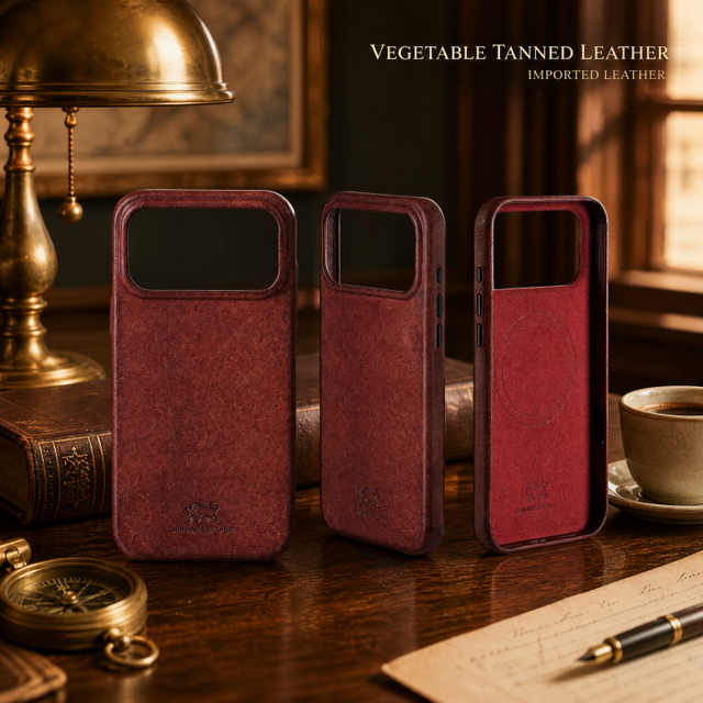Pueblo Italy Vegetable Tanned Leather Shockproof Magnetic Phone Case Vintage Style Gift for Men Women Business Daily Use for