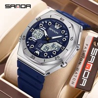 Montre sport SANDA New 6200, alarme, lumière LED, montre numérique, montre à quartz pour homme, mode, 50 m étanche