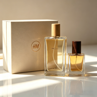 Botol Parfum Kaca Persegi Panjang HANMING HH-273 Grosir, Dapat Disesuaikan 30ml/50ml/100ml, Tutup Kayu, Permukaan Semprot, Sablon Sutra