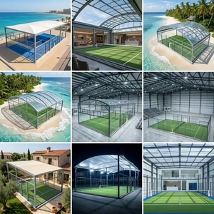 Campo da Padel Coperto per Tutte le Condizioni Meteo, Set Completo con Tetto Tensile Bianco Resistente al Vento, Illuminazione LED Opzionale, 10x20m, in Fibra di Vetro con Erba Sintetica - Product Image 4