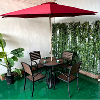 Ensemble table et chaises de patio en WPC avec cadre en aluminium moderne, trou pour parasol, imperméable, anti-UV, mobilier de bistrot extérieur, café, jardin, balcon