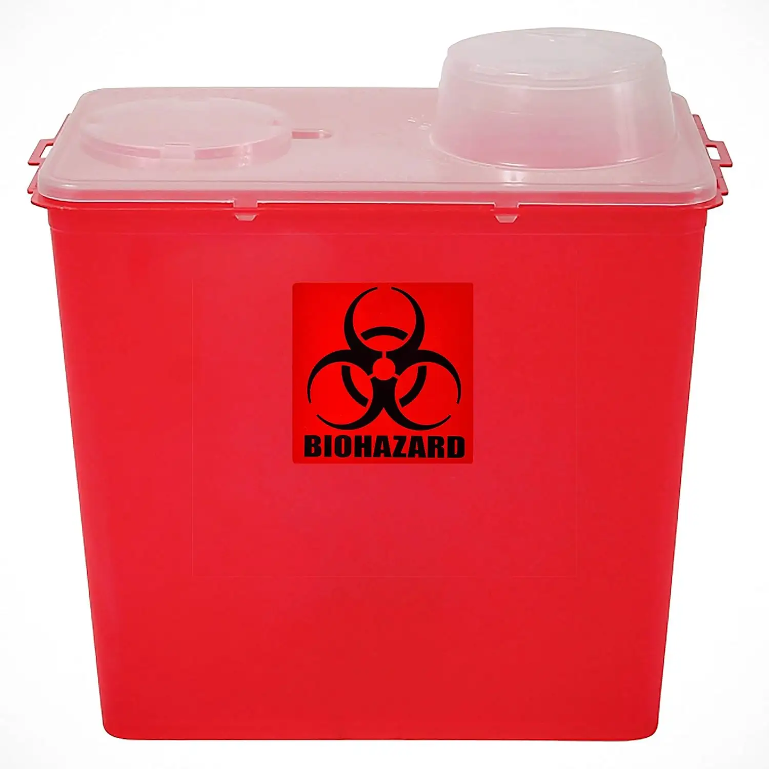 Stiker peringatan Biohazard merah ukuran kustom stiker tanda Biohazard persegi panjang untuk rumah sakit dan penggunaan industri