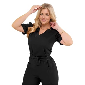 Conjunto de Uniforme Médico de Manga Corta con Bolsillos Laterales, Pantalones de Uniforme Profesional, Talla XL - Product Image 1