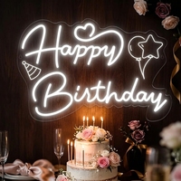 Enseigne néon LED personnalisée Joyeux Anniversaire 12V, lumière néon acrylique à intensité variable pour fête d'anniversaire, décoration murale de la maison, cadeau