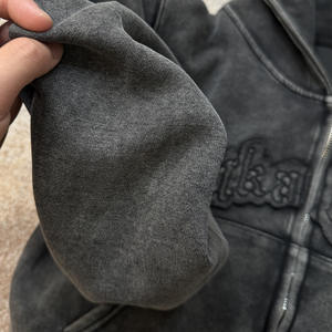 <span class=keywords><strong>Felpa</strong></span> Corta con Cappuccio Personalizzata Ricamata Effetto Acid Wash Stile Streetwear <span class=keywords><strong>Y2K</strong></span> con Zip per Donna - Product Image 5