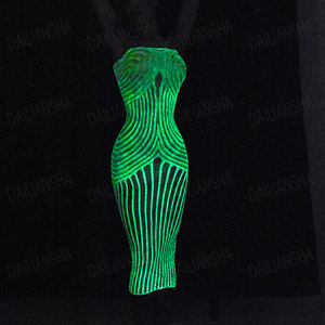 Long nylon lumineux bodystocking moulant serré sexy transparent lingerie <span class=keywords><strong>robe</strong></span> hors épaule résille néon bas brillent dans l'obscurité - Product Image 1