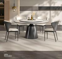 Ensemble de table à manger de luxe moderne avec 6 chaises - Plateau en dalle de roche/marbre personnalisable