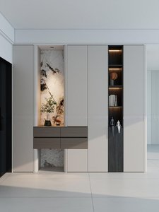 Meuble à chaussures mural flottant sans poignée avec plateau de présentation pour entrée de maison moderne et minimaliste - Product Image 2