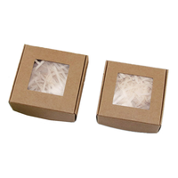 Pas cher bas prix petite boîte à savon carrée pliante plate boîte d'emballage en papier kraft uni pour petit porte-clés cadeau avec fenêtre en pvc transparent