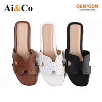 Chaussures pour femmes, pantoufles, sandales plates en forme de H, respirantes, perforées, à bout ouvert, faciles à enfiler, pour l'été, la plage, décontractées