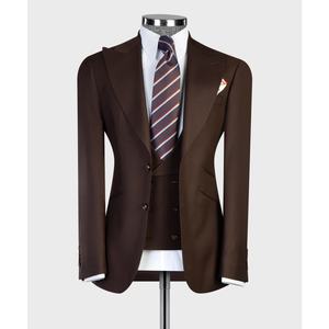 <span class=keywords><strong>Costume</strong></span> personnalisé en <span class=keywords><strong>chocolat</strong></span> à revers et demi-toile à simple boutonnage pour hommes, 3 pièces, blazer, <span class=keywords><strong>gilet</strong></span>, pantalon, <span class=keywords><strong>costume</strong></span> d'affaires formel - Product Image 1