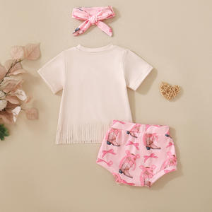 Conjunto de <span class=keywords><strong>Ropa</strong></span> para Bebé Niña Estilo Western 2026: Camisa con Borlas y Pantalones Cortos con Lazo, Inspirado en la Vaquera de Papá - Product Image 5