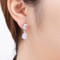 Parure de bijoux de luxe pour femme en laiton plaqué rhodium avec zircon cubique, collier et boucles d'oreilles, pour mariée, demoiselle d'honneur, fiançailles, mariage, fête, anniversaire