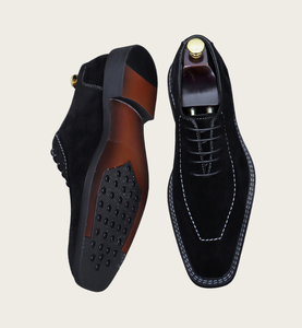 Chaussures en cuir véritable pour hommes, chaussures habillées à la mode, chaussures de mariage décontractées à lacets - Product Image 6