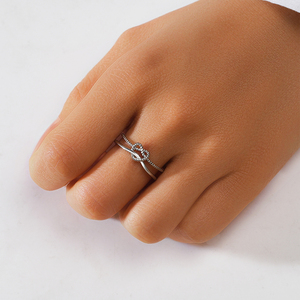 Anillo de Compromiso de Diseño Personalizado CANNER con Circonita Cúbica, Anillo de Plata 925 con Doble Cruz y Corazón, Regalos para el Día de San Valentín - Product Image 5
