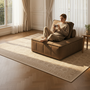 <span class=keywords><strong>Fauteuil</strong></span> simple de style nordique moderne avec dossier semi-circulaire, revêtement en tissu durable pour appartement et salon - Product Image 4