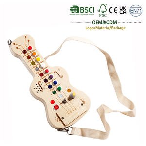 Giocattoli Montessori con Interruttore LED Simulato, Suoni Musicali, Luci, Chitarra Elettronica, Tavola delle Attività per l'Educazione Precoce dei Bambini - Product Image 1