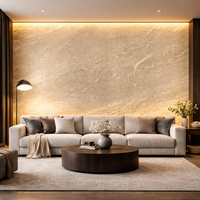 Revêtement mural flexible en pierre translucide Silver Galaxy de Flatstone Designs, en ardoise naturelle vert océan, pour sol et mur de villa