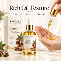 Huile nourrissante multi-usage RAFCARE Castor 60ml, pressée à froid, 100% pure, contrôle du sébum, réparation des cheveux, soin du corps, des cheveux et de la peau