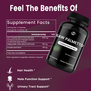 Suplemento dietético de alimentos Haccp Function OEM ODM Saw Palmetto para hombres Suplementos de próstata - Product Image 2