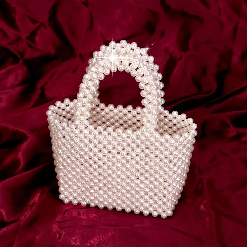 Moda tasarım lüks el çantaları bayanlar inci çanta el yapımı boncuklu düğün boncuk kadınlar için çanta