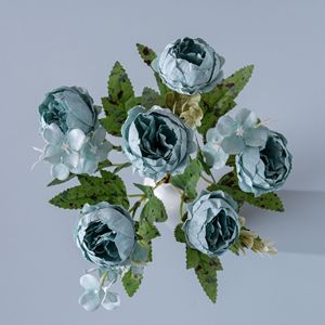 CallaFloral <b>Artificial</b> <b>Peony</b> Bouquet Blue Polyester Indoor Decorative Flowers - Product Image 3