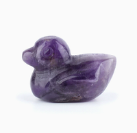 Statue de canard en cristal de guérison de 1 pouce, figurine de canard en pierre précieuse sculptée à la main, décoration de la maison, sculpture animale en quartz pour la guérison Reiki, cadeaux