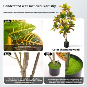 Árbol de Banyan Artificial Realista y Ecológico, <span class=keywords><strong>Planta</strong></span> de Croton Arcoíris Hecha a Mano en Maceta para Decoración de Bodas y Hogar en Año Nuevo - Product Image 3