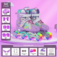 Patins à roulettes pour enfants, patins à roulettes en PU et maille pour enfants, roues lumineuses, taille réglable pour filles et garçons