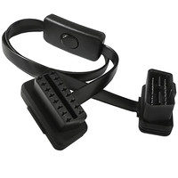 Cable de Extensión OBD Plano de 8 Pines, Macho a Hembra, con Interruptor de Encendido/Apagado, Núcleo de Cobre y PVC, Herramientas de Diagnóstico para Lector de Códigos