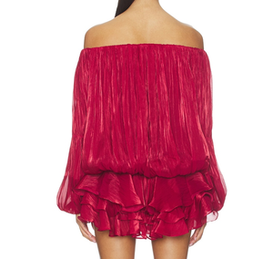 Vestido Casual Corto con Hombros Descubiertos, Volantes y Mangas Campana, Diseño Personalizado, Servicio <span class=keywords><strong>OEM</strong></span> - Product Image 2