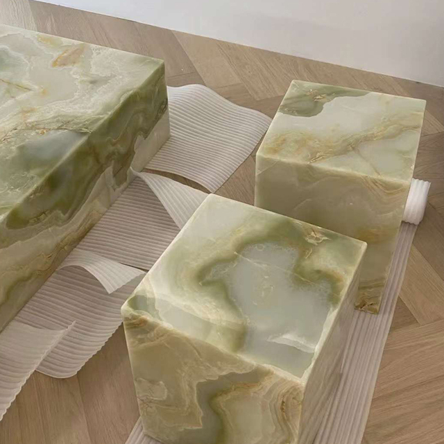 Natural Green Onyx Table Top Countertop Bench Top Living Room Furniture Custom square Marble Side Coffee Onyx Table