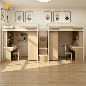 <span class=keywords><strong>Lit</strong></span> de dortoir scolaire moderne avec table, chaise, armoire, cadre de <span class=keywords><strong>lit</strong></span> en métal, <span class=keywords><strong>lit</strong></span> mezzanine avec échelle, pour 2 personnes, pour chambre à coucher, appartement - Product Image 2